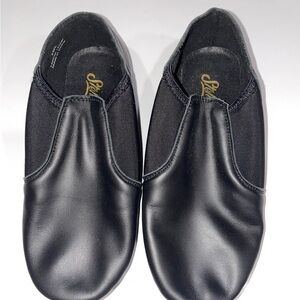 Stella Jazz Black Leather Slip-Ons